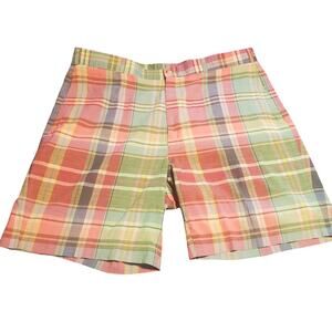Vintage Polo Ralph Lauren Shorts Mens 38 (36x7.5) Pink Green Plaid Chino USA
